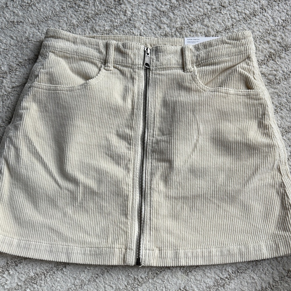 American Eagle Outfitters Cream Corduroy Mini Skirt